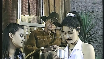 Maedel Enjoys Double Penetration From Two Ranch Hands In A Vintage Film