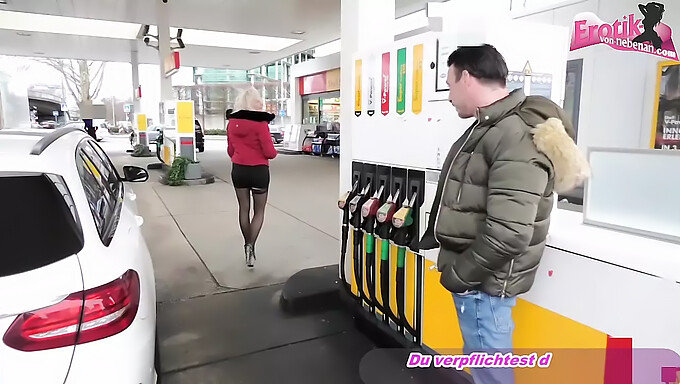 Amateur teen with small tits gets picked up at a gas station and gives a blowjob