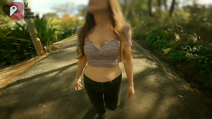 MyLoveBunny xx stars in a peeing scene on a walking trail