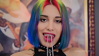 Rainbow-Haired Teen Roxy Lips Takes On The Challenge Of Nick Rock In Hardcore Anal And Blowjob Action