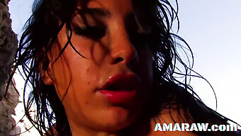 Carla Cruz, A Youthful Latina, Engages In Sexual Activity On A Seaside Location.