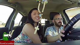 Outdoor Adventure: Teen Girl Gives Blowjob To Her Partner While Driving