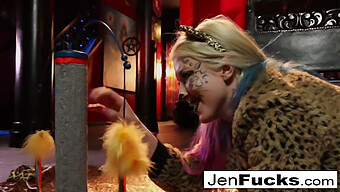 Jen Hexxx Assists Leya The Feline With A Dairy Enema