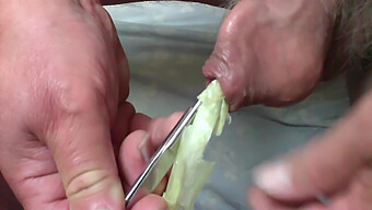 Sex Toy Play With Foreskin And Spring Onion For Amateur