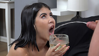 Dark-Haired Submissive Receives Piss In Mouth From Her Master