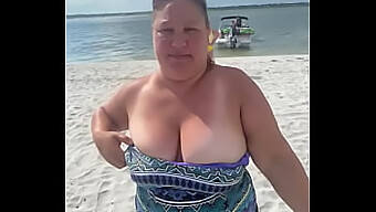 Duca wife's public display of big natural tits at the beach