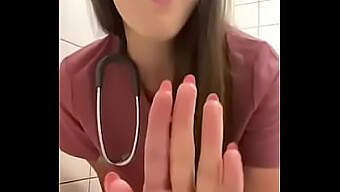 Teen Nurse Indulges In Solo Play In The Hospital Restroom