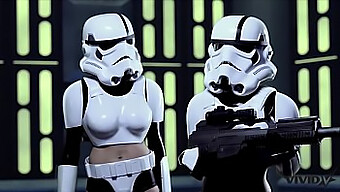 Drierichtings Cosplayseks Met Geile Stormtroopers En Een Wookie