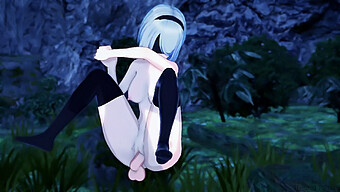 Η Yorha 2b Απολαμβάνει Ένα Καυτό 3d Hentai Στο Δάσος