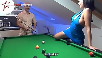 Brunette Linet Slag Enjoys Wild Pool Table Sex